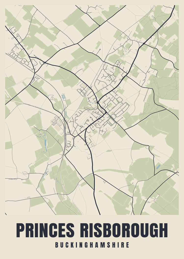 Princes Risborough Street Map Poster