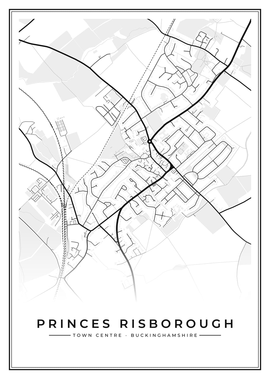 Street map poster of Princes Risborough town centre, Buckinghamshire