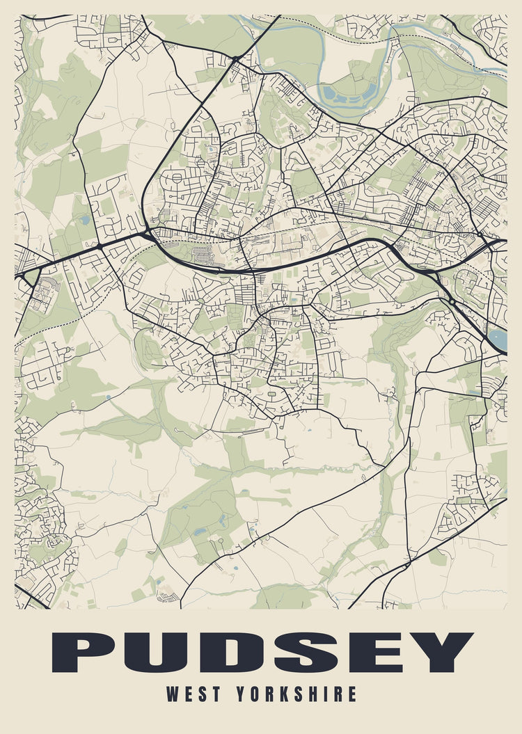 Pudsey Street Map Poster