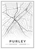 Street map poster of Purley, Croydon, London