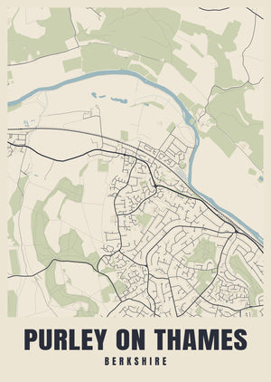 Purley on Thames Street Map Poster