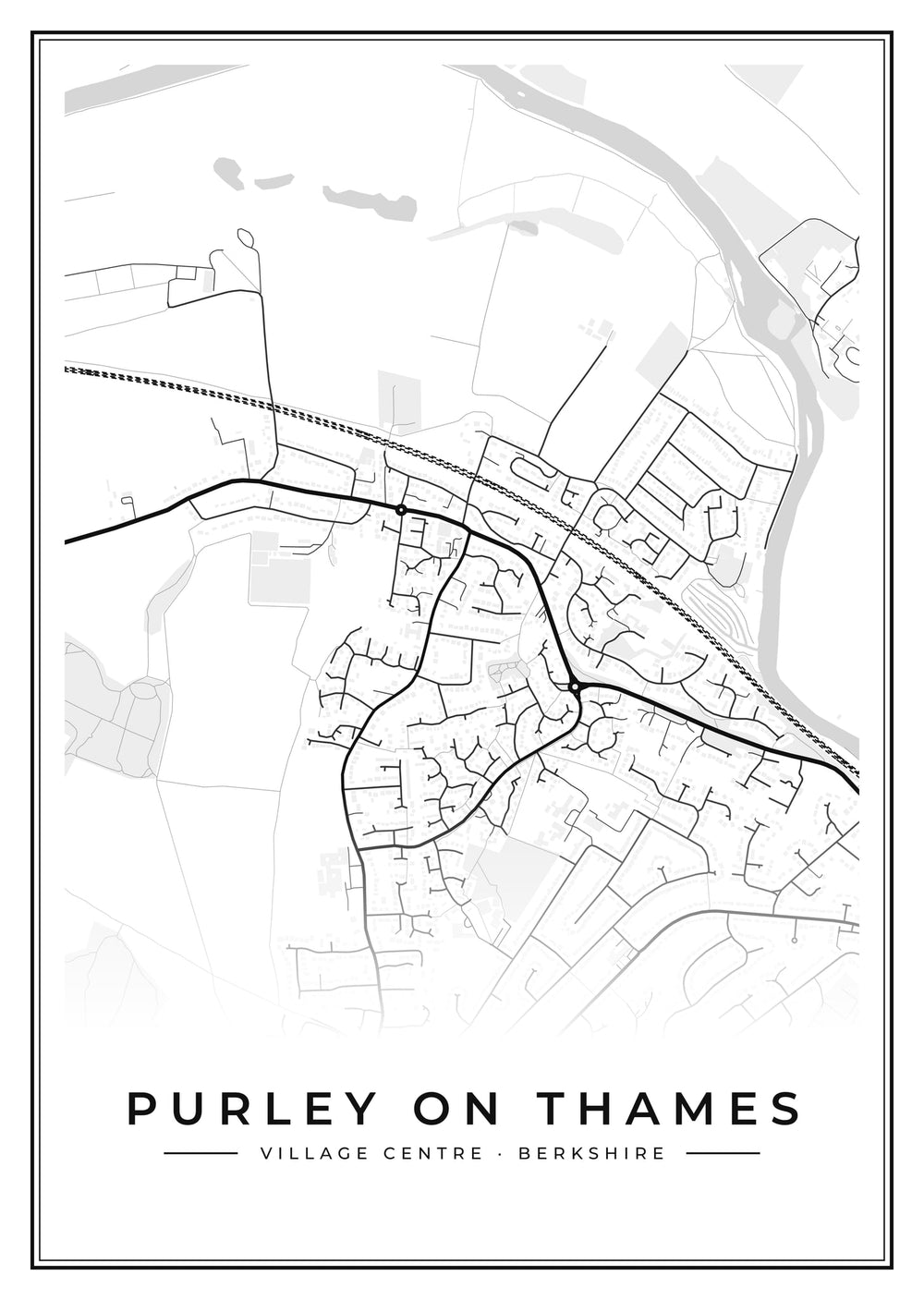 Purley on Thames Village Centre Street Map Poster