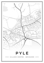 Street map poster of Pyle village centre, Bridgend