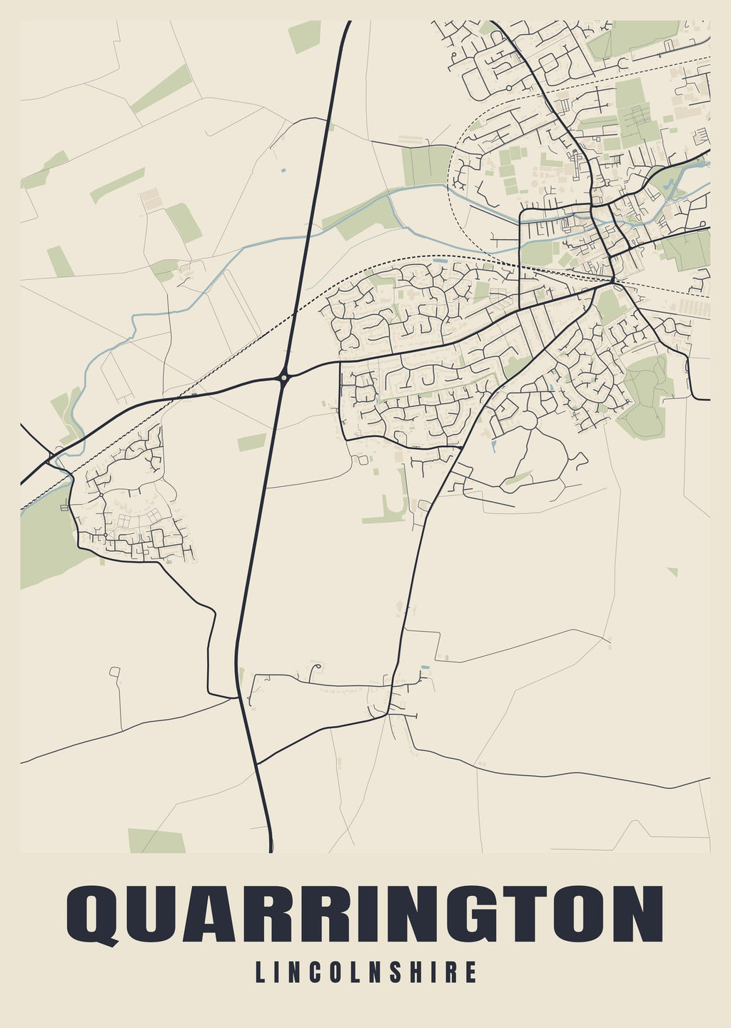 Street map poster of Quarrington, Lincolnshire