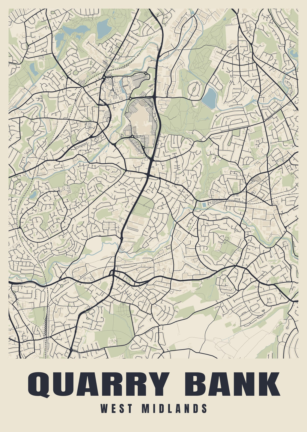 Street map poster of Quarry Bank, West Midlands
