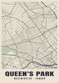 Heritage street map poster of Queen's Park, Westminster, London
