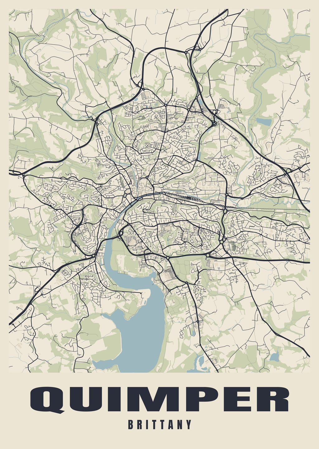 Street map poster of Quimper, Brittany