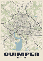 Street map poster of Quimper, Brittany