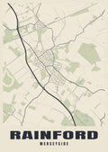 Street map poster of Rainford, Merseyside