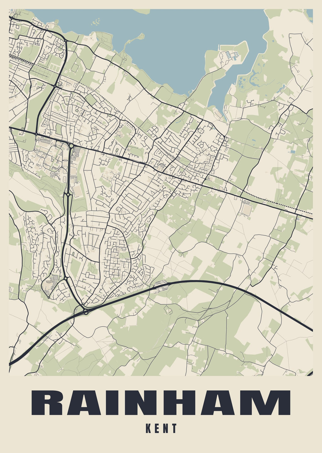 Street map poster of Rainham, Kent