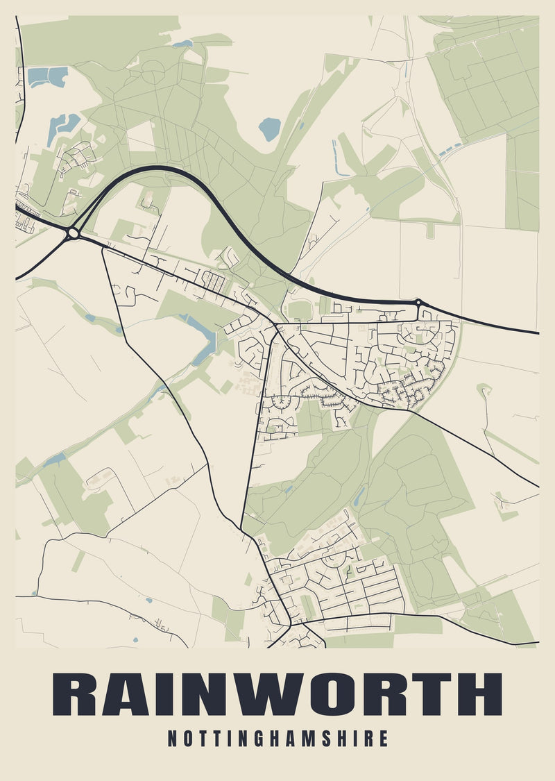 Rainworth Street Map Poster