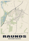 Street map poster of Raunds, Northamptonshire