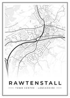 Street map poster of Rawtenstall town centre, Lancashire