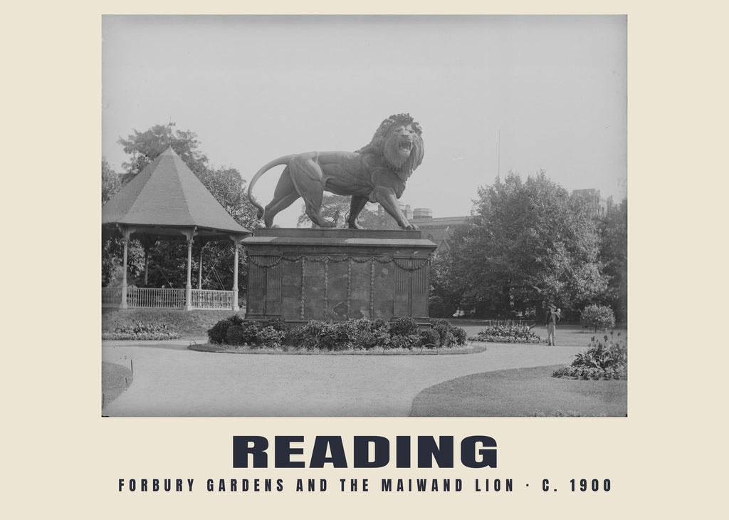 Forbury Gardens and the Maiwand Lion, Reading, c. 1900 heritage photograph