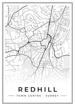 Redhill Town Centre Street Map Poster