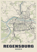 Street map poster of Regensburg, Bavaria