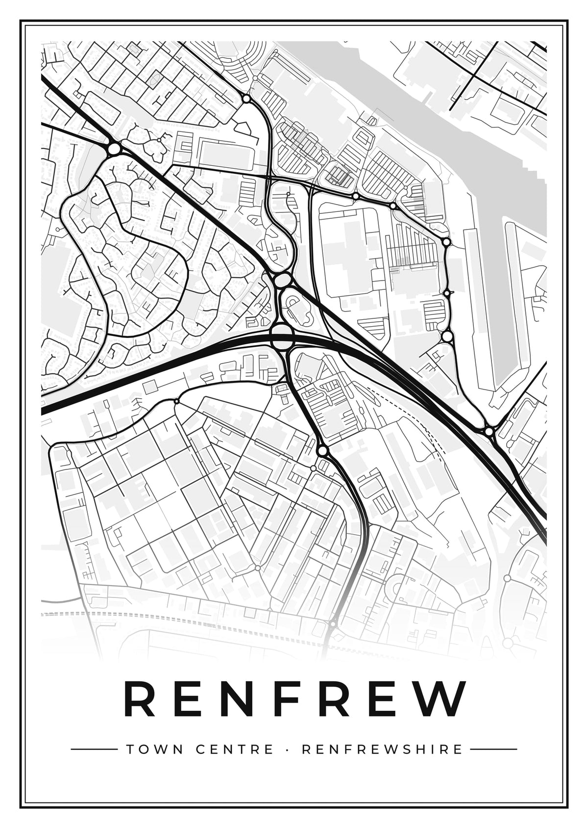 Street map poster of Renfrew town centre, Renfrewshire