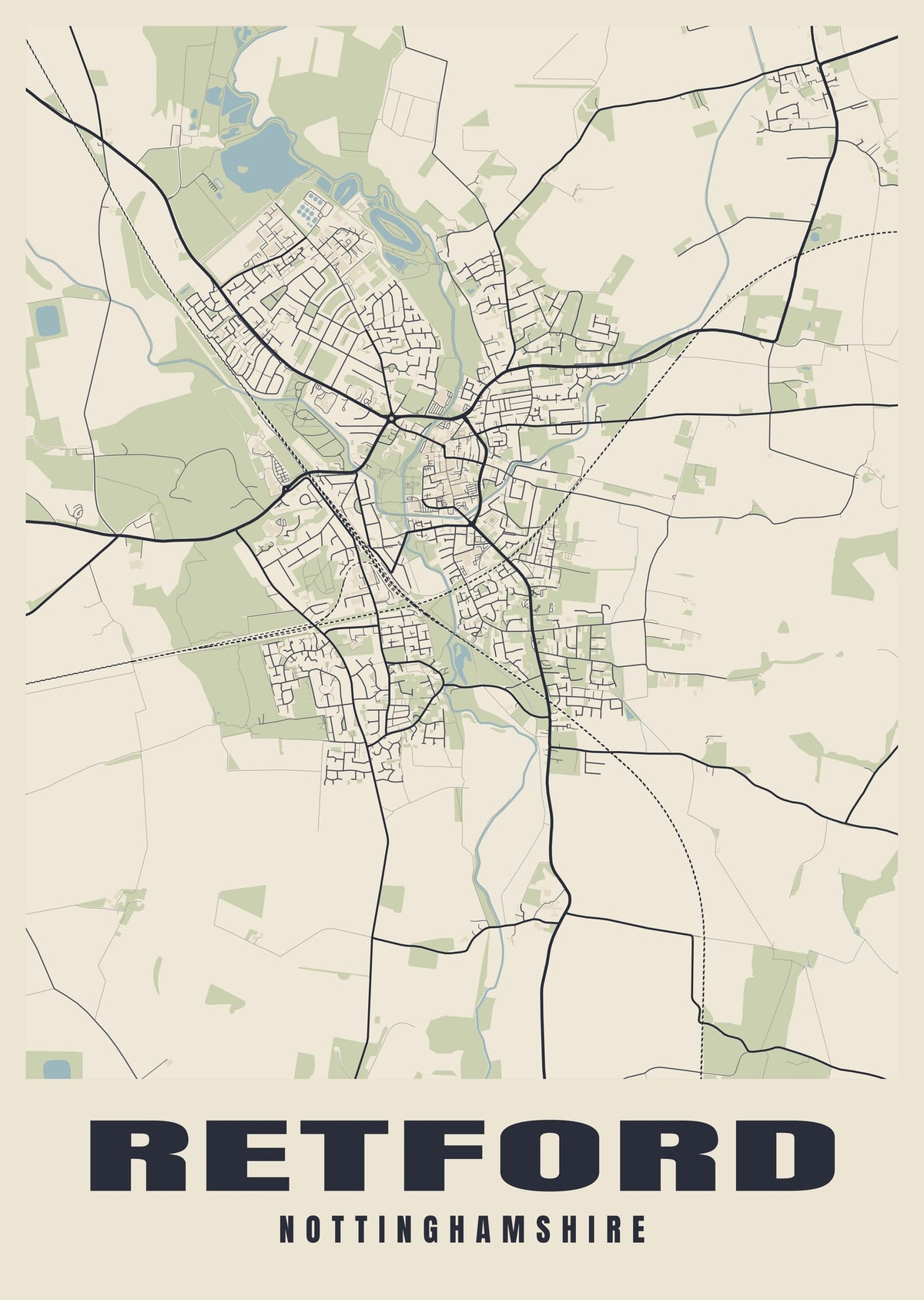 Street map poster of Retford, Nottinghamshire
