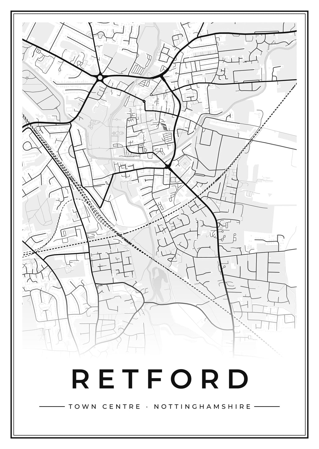 Street map poster of Retford town centre, Nottinghamshire