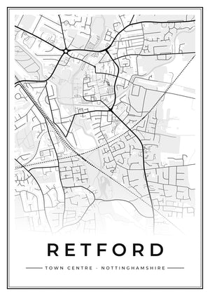 Retford Town Centre Street Map Poster