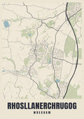 Street map poster of Rhosllanerchrugog, Wrexham
