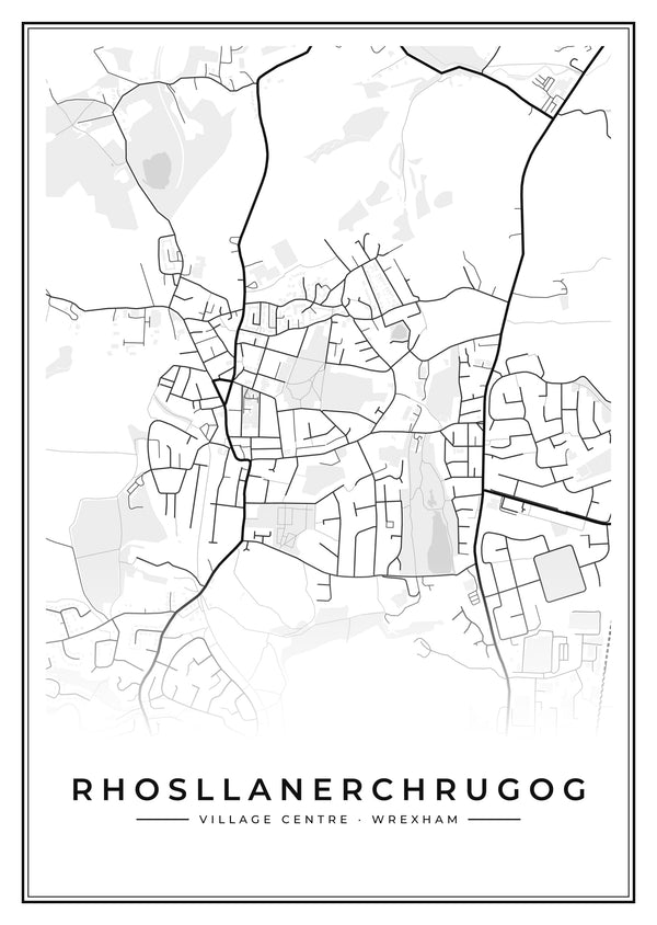 Rhosllanerchrugog Village Centre Street Map Poster