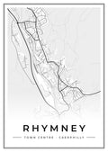 Street map poster of Rhymney town centre, Caerphilly
