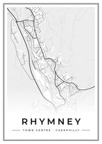 Street map poster of Rhymney town centre, Caerphilly