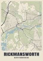 Street map poster of Rickmansworth, Hertfordshire