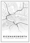 Street map poster of Rickmansworth town centre, Hertfordshire