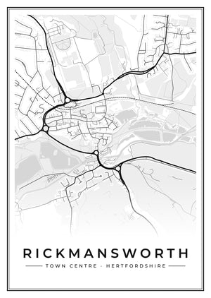 Rickmansworth Town Centre Street Map Poster