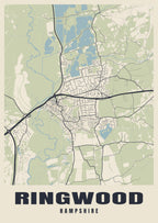 Street map poster of Ringwood, Hampshire