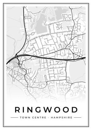 Ringwood Town Centre Street Map Poster