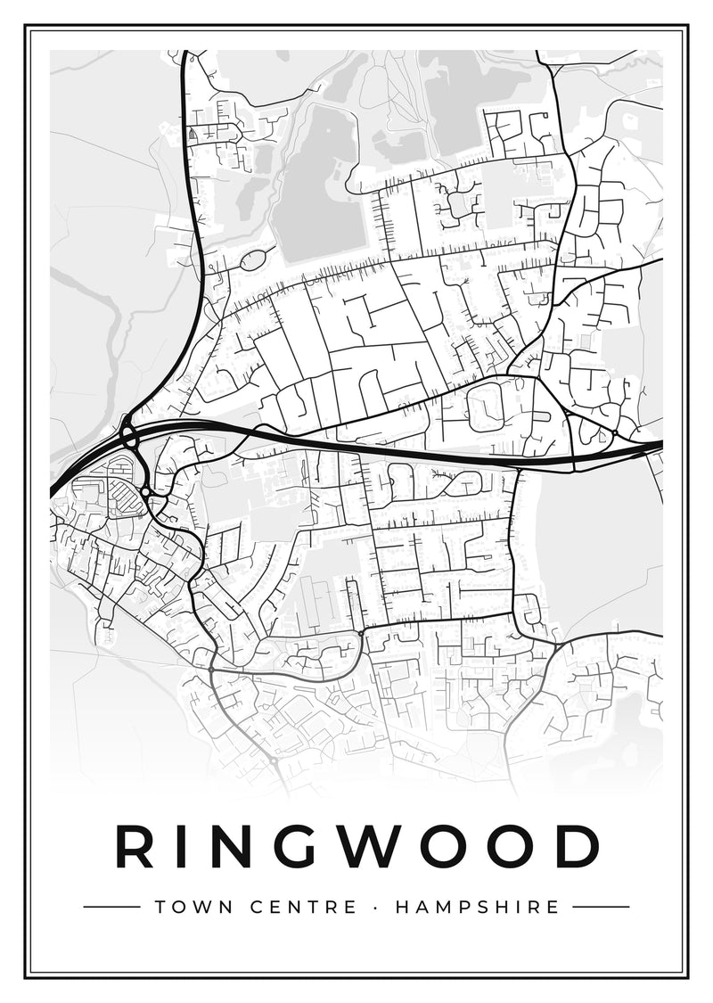 Ringwood Town Centre Street Map Poster