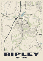 Street map poster of Ripley, Derbyshire