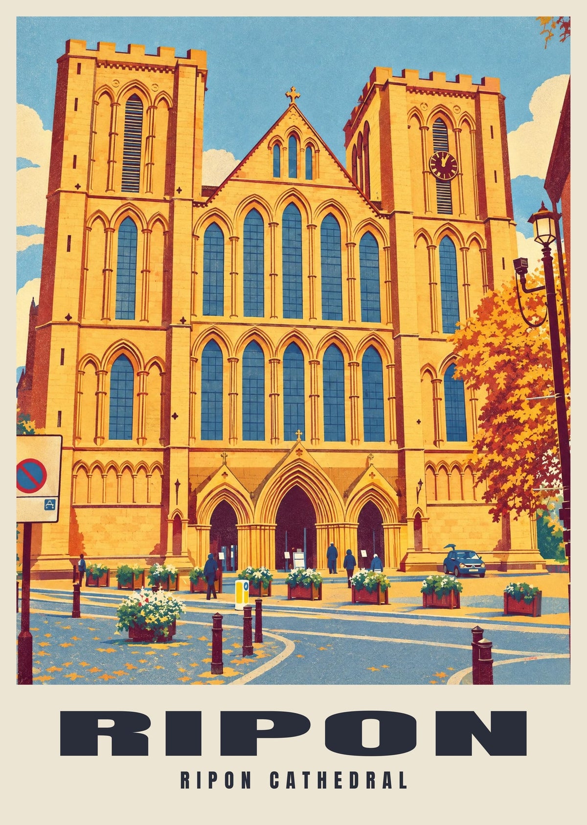Ripon Cathedral poster, Retro Railway style