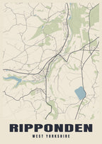 Street map poster of Ripponden, West Yorkshire