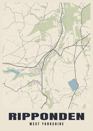 Ripponden Street Map Poster