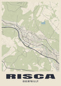 Street map poster of Risca, Caerphilly