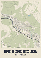 Street map poster of Risca, Caerphilly