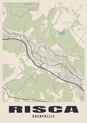 Risca Street Map Poster