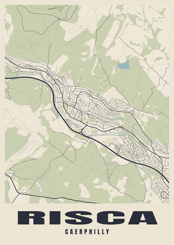 Risca Street Map Poster