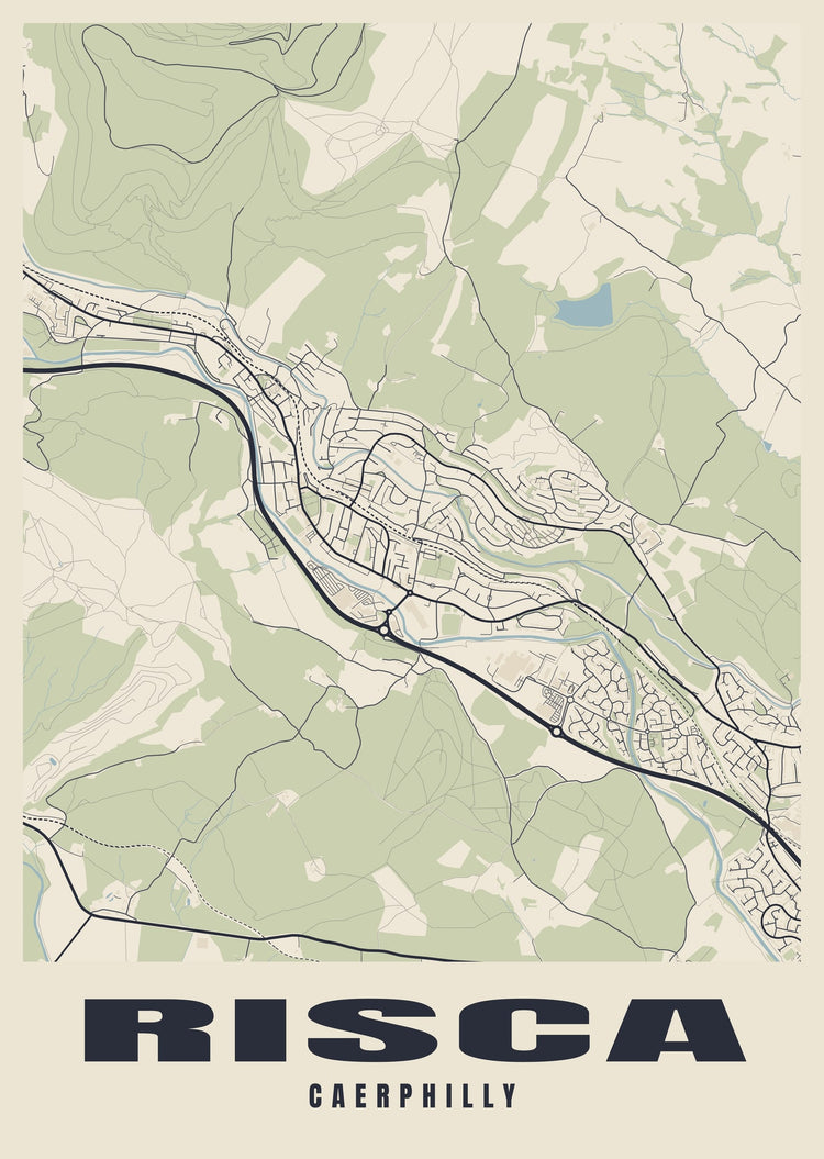 Risca Street Map Poster