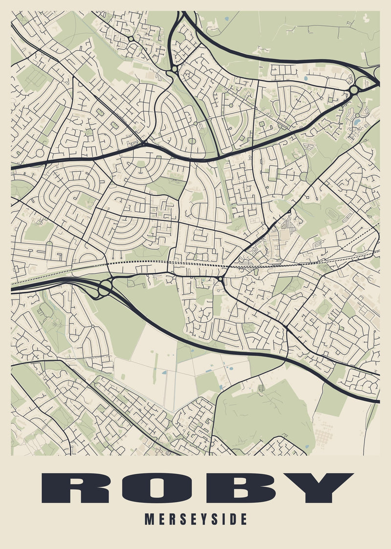 Roby Street Map Poster