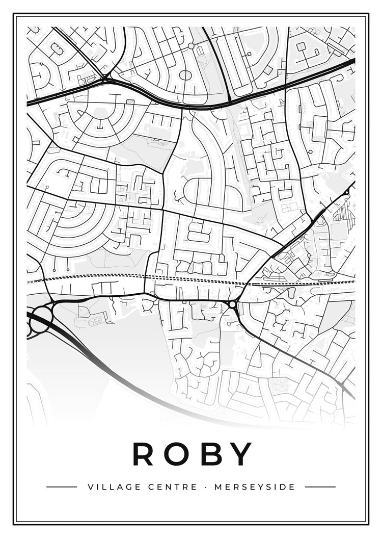 Roby Village Centre Street Map Poster