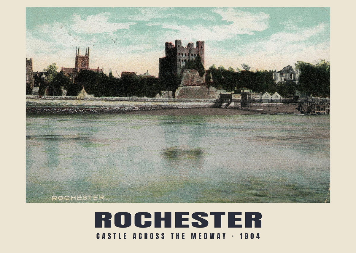 Castle across the Medway, Rochester — Historic photographic postcard print, 1904