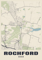Street map poster of Rochford, Essex
