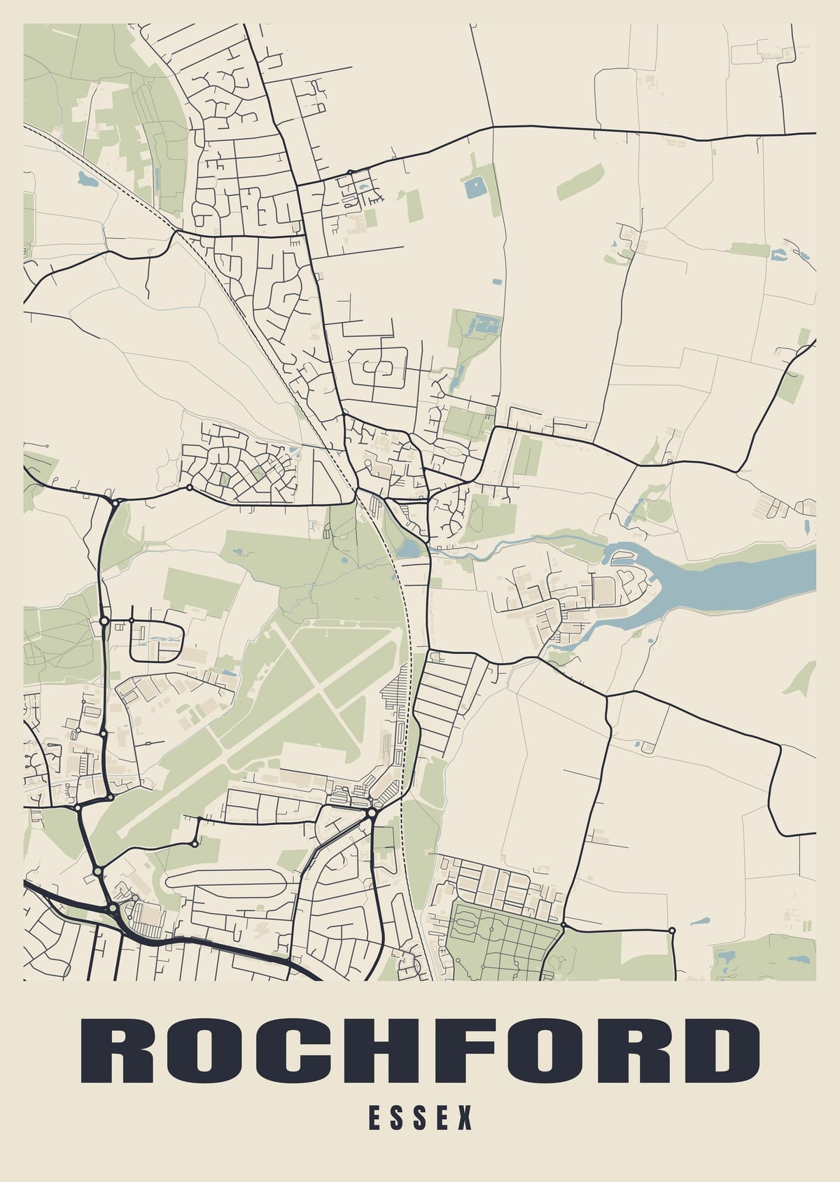 Street map poster of Rochford, Essex