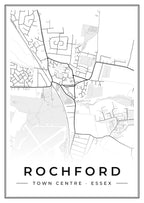 Street map poster of Rochford town centre, Essex