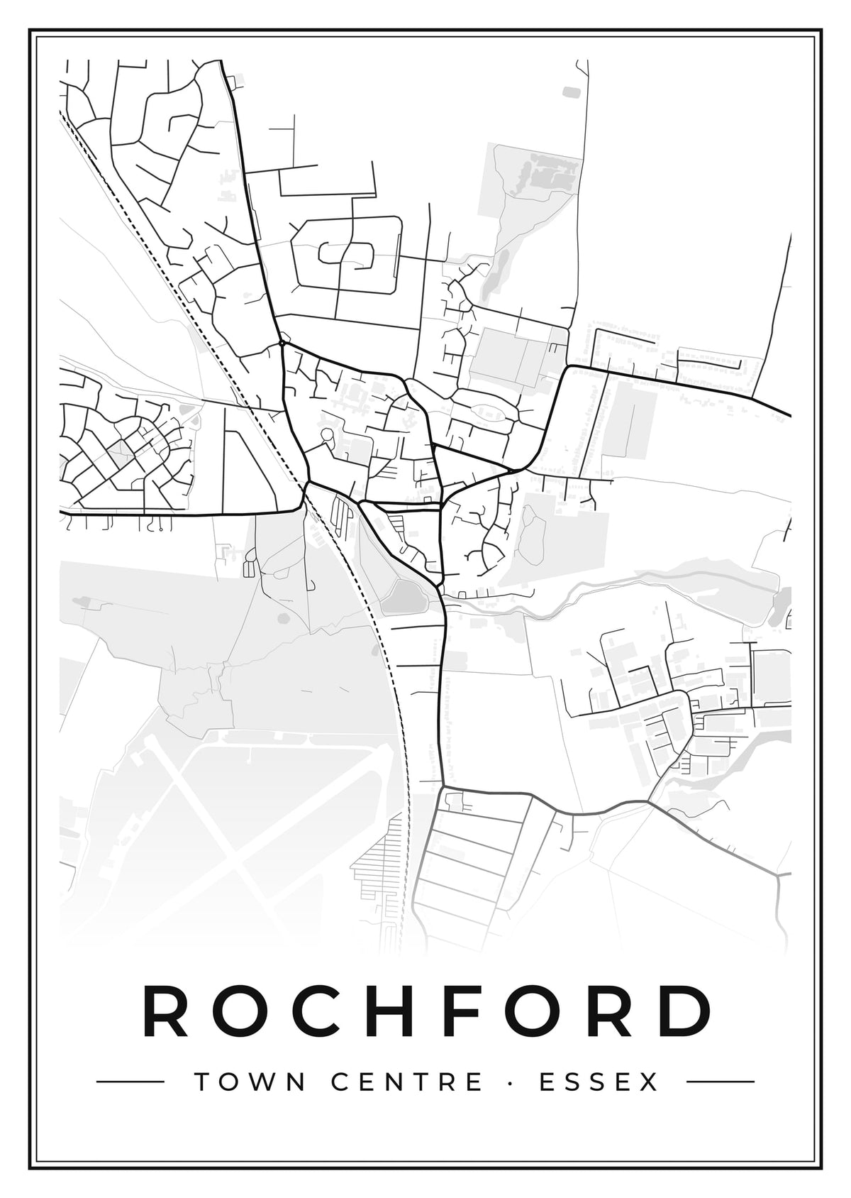 Street map poster of Rochford town centre, Essex